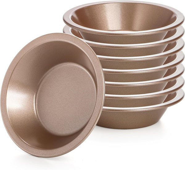 Suwimut 8 Pack Mini Pie Pan Set, 5 Inch Reusable Nonstick Carbon Steel Pie Tins for Baking Pies, Cakes, Quiches, Tarts,
