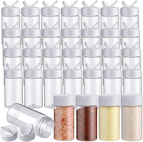 Mimorou 40 Pack Plastic Spice Jar with Shaker Lids Seasoning Containers 3.5