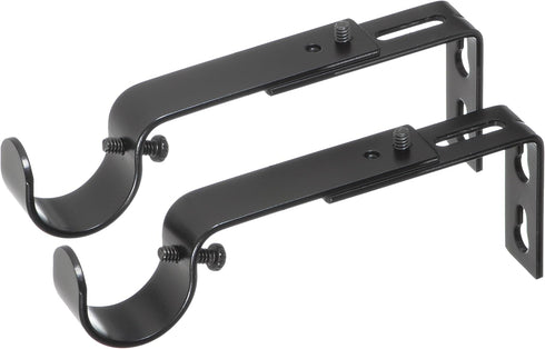 Ivilon Adjustable Brackets for Curtain Rods, Set of 2 - Black for 1 or 1 1/8 Inch Rods