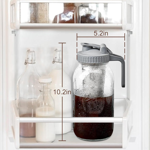 Cold Brew Coffee Maker - 2 Quart 64oz Stainless Steel Filter Cold Brew Pitcher Jar, No Leaks Cold Brew Mason Jar Coffee Maker, Easy to Clean Cold Coffee Maker by OneDream
