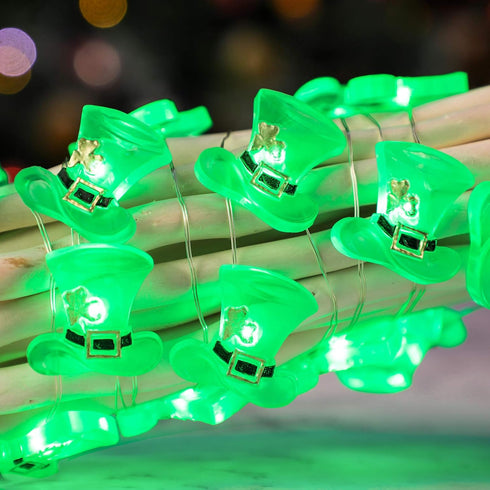 Impress Life Green Hat String Lights - 10ft Battery Operated/USB Plug-in LED with Remote for Bedroom Home Garden