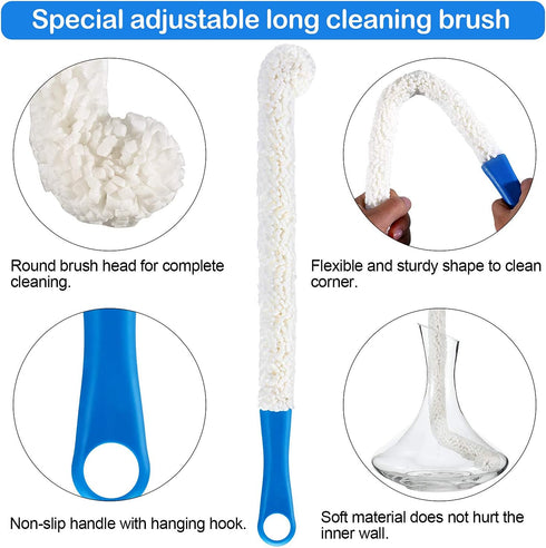 3 400 Pieces Decanter Cleaning Brush Flexible Bottle Scourer and Pieces Reusable Decanter Cleaning Beads Household
