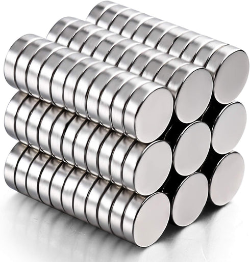 DIYMAG 100Pcs Premium Brushed Nickel Refrigerator Magnets - Small Round Cylinder Fridge Magnets for Office