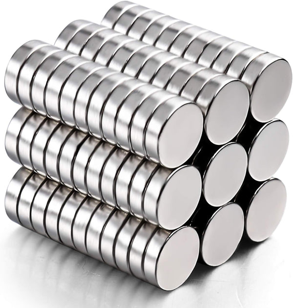 DIYMAG 100Pcs Premium Brushed Nickel Refrigerator Magnets - Small Round Cylinder Fridge Magnets for Office