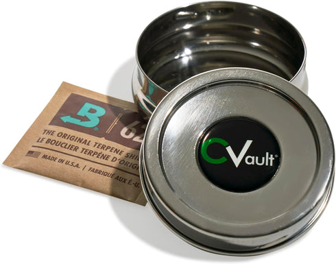 CVault by Boveda | 1/4 oz Twist Top Storage Container, Shatterproof, Food Grade Stainless Steel