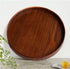 Solid Wood Serving Tray - Round Non-Slip Tea Coffee Snack Plate with Raised Edges for Home Kitchen Restaurant (9.5inch,