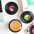 Funny Retro Vinyl Record Coasters for Drinks with Vinyl Record Player Holder for Music Lovers, Set of 6 Conversation