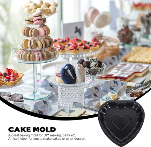 Yardwe Round Cake Pans 2pcs Nonstick Baking Metal Heart Shape Cake Bakeware Dish Fondant Cookie Chocolate Tray for Cupcake Jelly Dessert Bread Chocolate Molds by Yardwe
