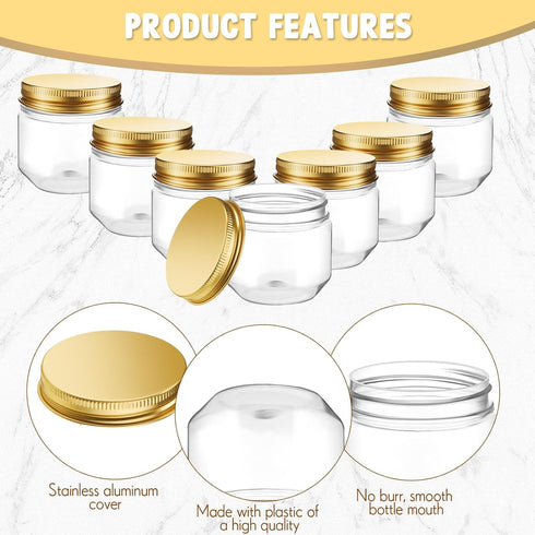 60 3 oz Tanlade Pcs Clear Plastic Jars with Lids Wide Mouth Mason Jars Mini Storage Containers Bulk for Herb Jelly
