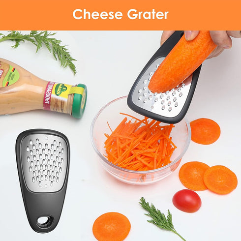 Kitchen Unique Gadgets Set 6 Pieces, Space Saving, Cheese Grater, Bottle Opener, Fruit Vegetable Peeler, Pizza Cutter, Garlic Ginger Grinder, Herb Stripper Gift Set by Pisol