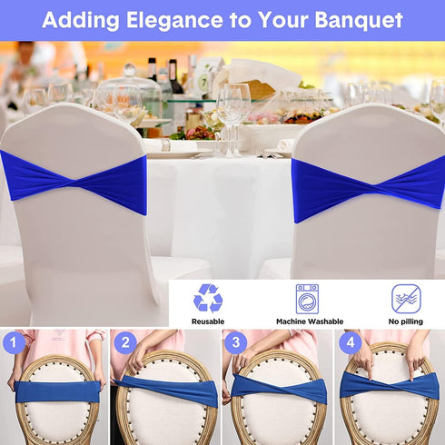 Pack 25 VDS of PCS | Burgundy | Spandex Chair Sashes Bows Without Buckle | Stretch Elastic Banquet Universal Folding