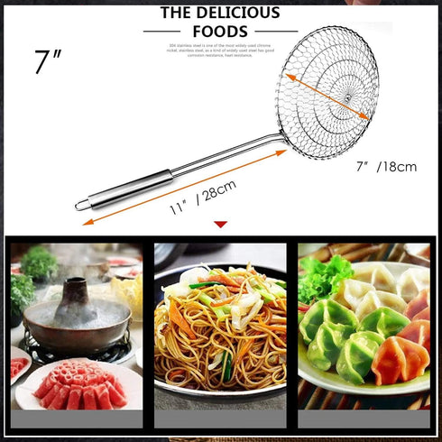 Best Utensils Asian Kitchen Stainless Steel Spider Strainer - Professional Wire Skimmer, 7-Inch Basket