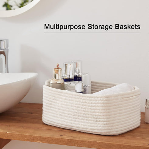 Closet OIAHOMY Cotton Rope Storage Baskets | Decorative Storage Basket for Storage, Home Organizing Bins and Nursery