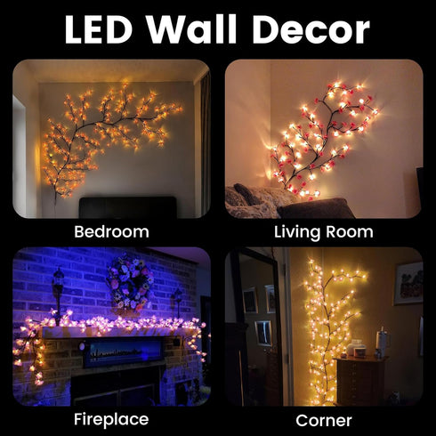 Generic 3.94 48LEDs 8 LED Tree Branch Lights for Wall FT Cherry Blossom Lights with Remote and Lighting Modes Cherry