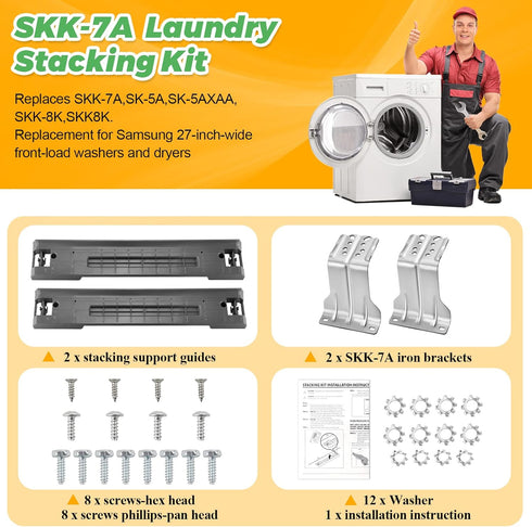 2024 UPGRADED SKK-7A SKK8K Stacking Kit for Samsung Washer & Dryer, Replace for SKK-7A SK-5A