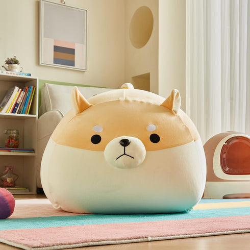 Stuffed Animal Storage Bean Bag Chair Cover for Kids Yellow Dog Shiba Inu Bean Bag Chair for Girls XX-Large Size Toy
