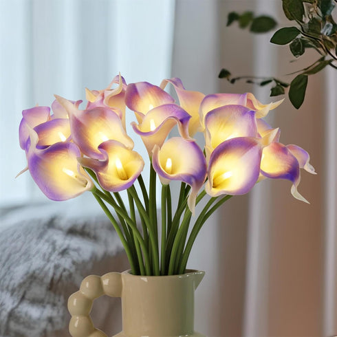 20pcs Lighted Artificial Calla Lily Bouquet Faux Floarl Night Light Real Touch Flower Night Light LED Calla Lily