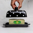 Countertop City to Cottage Large Ceramic Butter Dish With Lid for - Handcrafted Black and White Polka Dot Keeper
