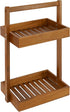2 Countertop, Utoplike Teak Wood Shower Caddy Corner, Tier Bathroom Organizer Standing Shower Rack with Handle, Stand