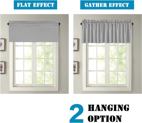H.VERSAILTEX 2 Panels Blackout Curtain Valances for Kitchen/Bathroom/Living Room/Bedroom, 52" W x 18" L, Dove Gray