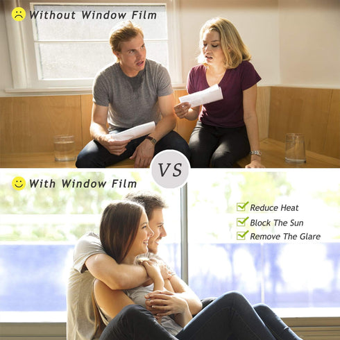 HooTown One Way Window Tint for Home, Daytime Privacy Mirror Film, Static Non-Adhesive, Heat Control, Anti UV (Silver,