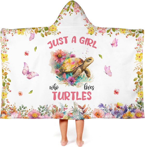 Caiibaoob Turtle Hooded Bath Towels for Girls,Soft Cotton Swimming Shower Beach Blanket (Turtle)