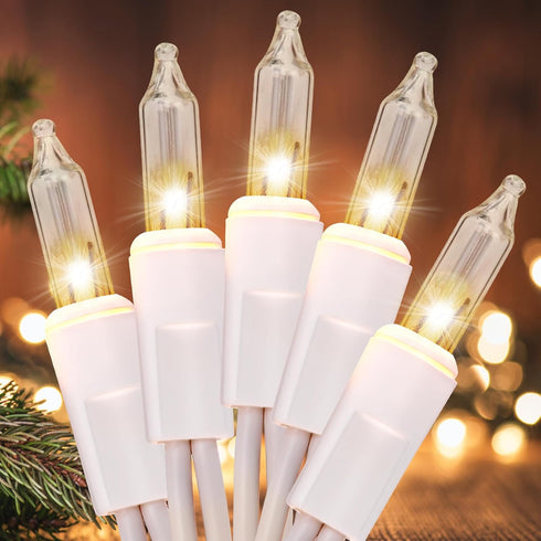 Meteds Christmas Lights 2 PCS 50 Count Clear Mini Lights White Wire