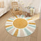 LIVEBOX Retro Sun Round Rug 4ft Boho Rug for Nursery Room,Non-Slip Circle