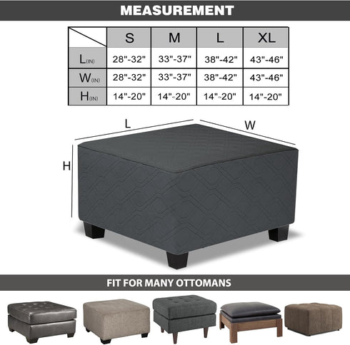 Ottoman Cover Square,Waterproof Square Ottoman Covers Thick Slipcover for Living Room,Washable Storage Footstool
