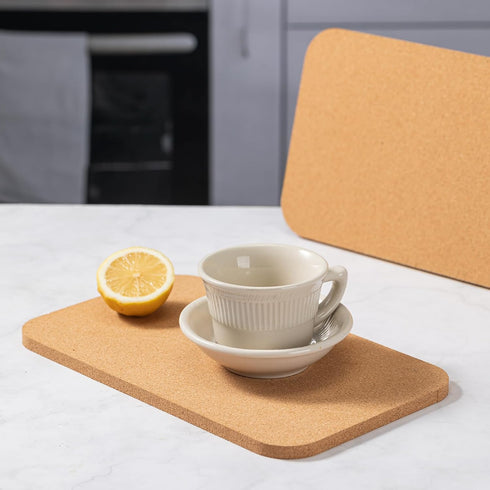 Rectangle Cork Trivets Set - 4 Pack, 12" x 7" x 0.4" Thick, Heat-Resistant Hot Pads for Kitchen