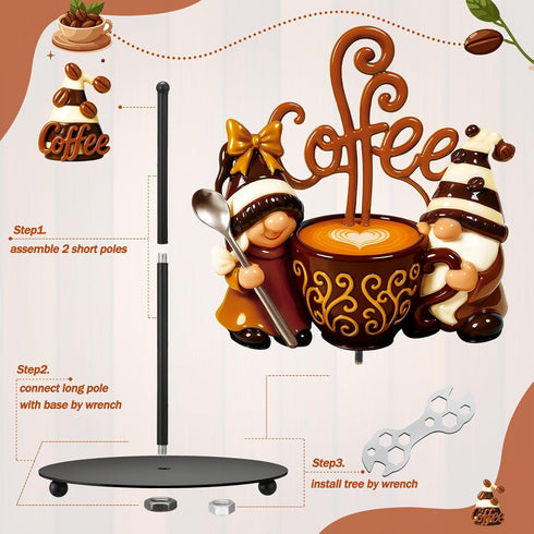 Countertop Thyle Coffee Gnomes Bar Decor Paper Towel Holder with Round Base Cute Rustic Gnome Kitchen Bathroom