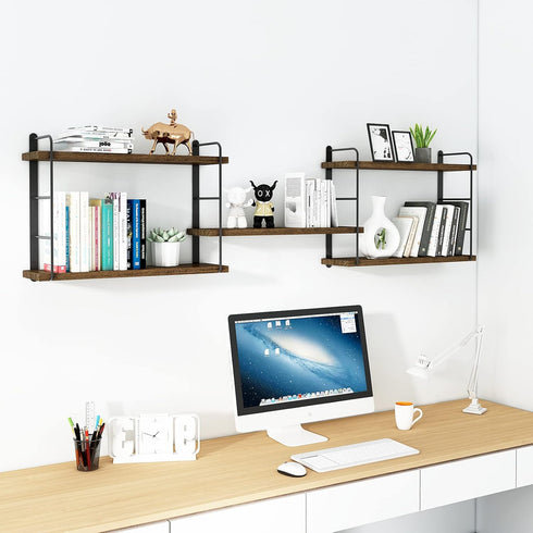 50W 17H) MXCSE Wall Shelves, Wall Mounted Bookshelves, DIY Floating Shelves for Wall, Wood Hanging Book Shelves