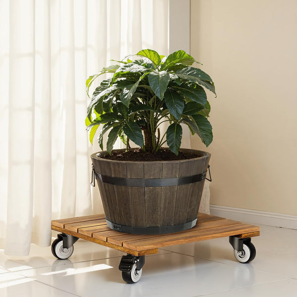 2pack Wood Plant Caddy With Wheels Heavy Duty, 264 Lbs Capacity, Upgraded