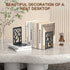 4-Piece VFINE Modern Metal Bookends for Shelves, Black Tree Book Ends for Books, Decorative Book Organizer for Desk