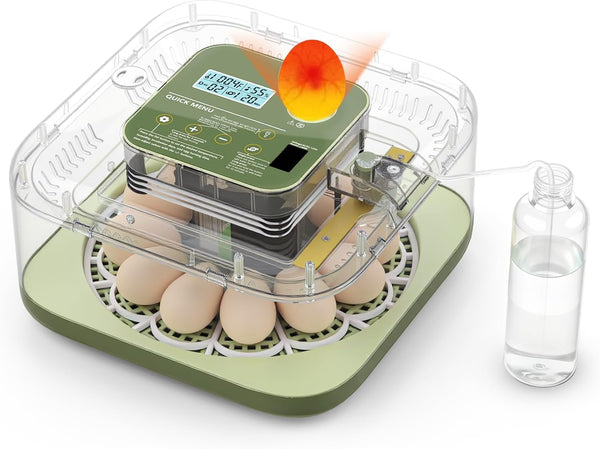 Eiictneh 12 Egg Incubator with Humidity Display & Built-in Candler, Automatic Turner, Temp
