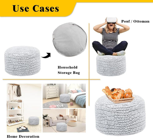 20x20x12 Inches Asuprui Pouf Ottoman Unstuffed Floor Poof Seat Pouf Ottoman Foot Rest Soft Foot Stool Fuzzy Chair Floor