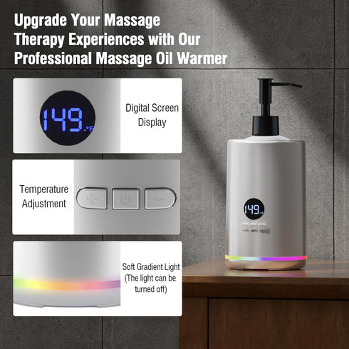 Temperature(86-149F), Massage Oil Lotion Warmer, Massage Oil Heater for SPA Massage Therapy and Personal Use, Portable
