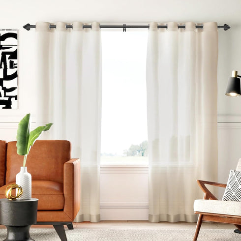Black Wrap Around Curtain Rods for Windows 28 to 48 Inch, 5/8 Inch Telescoping Blackout Curtain Rods, Adjustable from