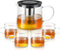 Glass Teapot 34oz/1000ml with 4 Pack Tea Cups Gift Set, Removable Stainless Steel Infuser, Heatproof Borosilicate Glass