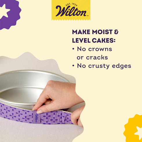 Wilton Bake Even Cake Strips, 2-Piece Set for 8-Inch & 10-Inch Round Cake Pans, Prevents Domed Tops & Cracked Edges