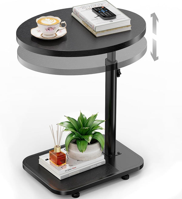 TV Tray Table with Infinite Adjustable Height - C-Shaped Sofa End Side