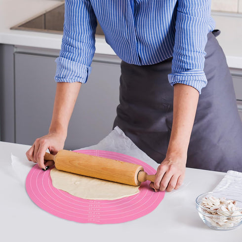 Silicone Baking Mat, Round Silicone Baking Mat, Small Silicone Kneading Mat, Non-Stick with Size Measurement