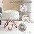 Round Faux Fur Ottoman, Vanity Stool Rose Gold Metal Legs with Anti-Slip Pad, Soft Furry Compact Padded Seat, Modern