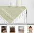 24 24 Inch Rustic Bedside Square Small Tablecloth Striped Embroidered Washable Sage Green Table Cover Farmhouse