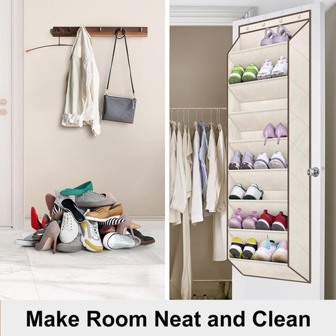 Closet SLEEPING LAMB Over The Door Shoe Organizer for with Large Deep Pockets, Narrow Shoe Rack for Door Hanging Boots