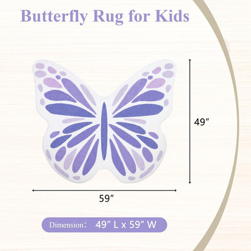 49 59 inch Topotdor Cute Butterfly Kids Rugs for Girls Bedroom, Toddler Nursery Rug Soft Washable Kids Area Rug