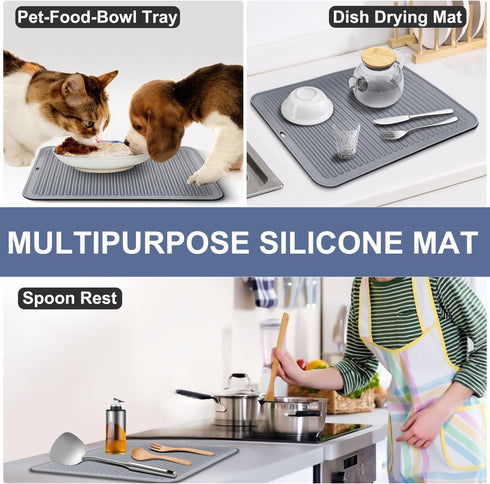 Walfos Large Silicone Trivet, 16x12 Inch, Heat Resistant Pot Holders for Hot Dishes, Gray, 2 Pack