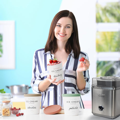 Set 3 1 Frozen ZICOTO of Reusable Ice Cream Containers Quarts ea. - Perfect for Homemade Sorbet, Yogurt Or Gelato