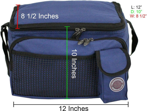 Transworld Durable Deluxe Insulated Lunch Cooler Bag - Many Colors and Sizes Available, Navy