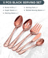 EUIRIO Stainless Steel Copper Serving Utensils Large Serving Spoon Set Serving Fork Slotted Spoon Buffer Knife and Sugar Spoon Kitchen Party Supply (Rose Gold,5 Pieces) by EUIRIO
